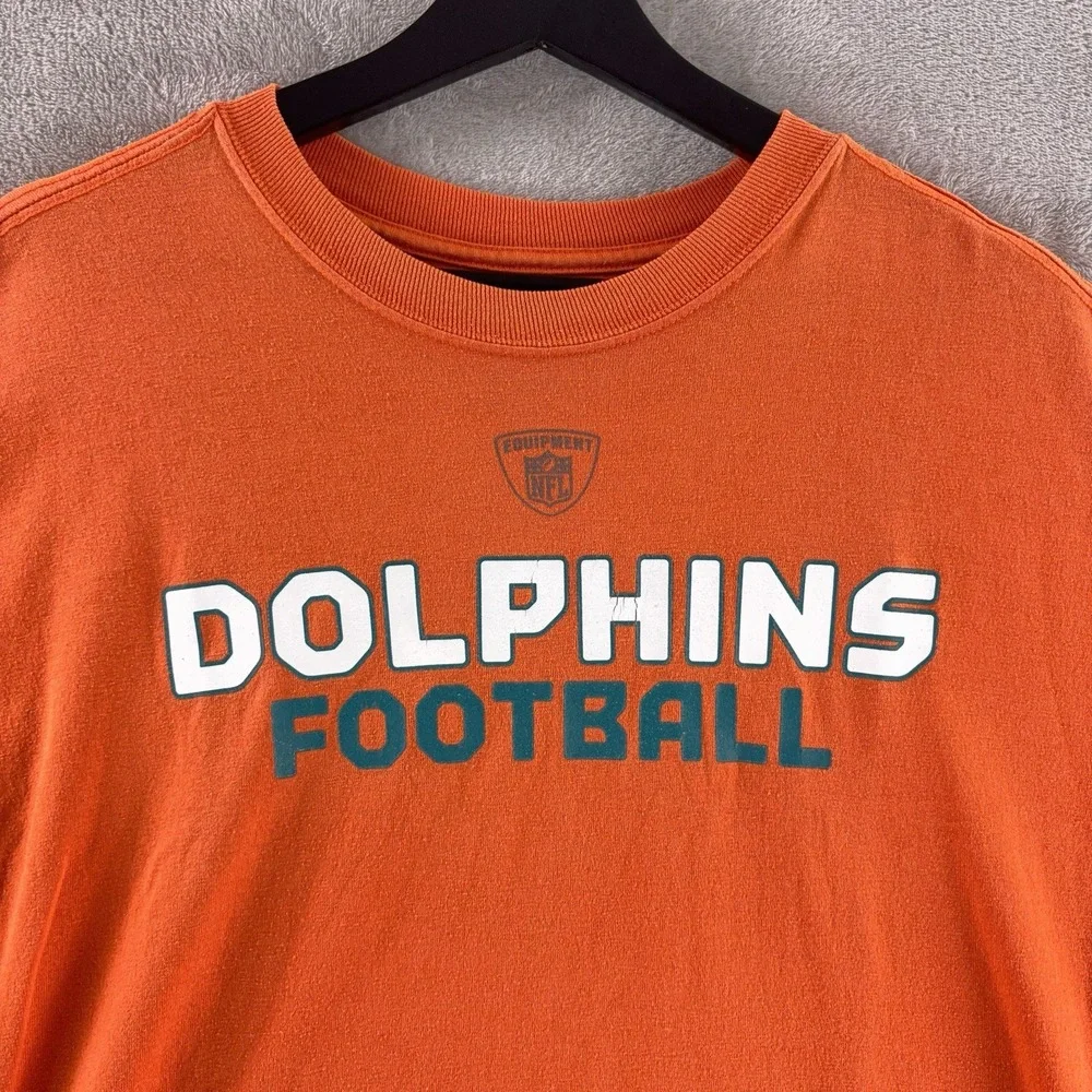 Reebok‎ Miami Dolphins Football T Shirt Mens Size Large Orange NFL Team Apparel
